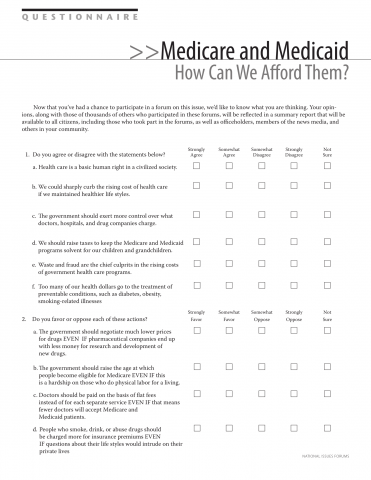 Medicare questionnaire